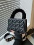 Mini Quilted Fluffy Handle Square Bag