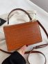 Crocodile Embossed Flap Square Bag