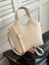 Litchi Embossed Double Handle Square Bag