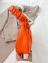 Mini Neon Orange Snap Button Ruched Bag