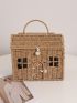 Cartoon Small House Hand-held Straw Bag, New Niche Design Hut Hand-held Woven Bag To Go Out To Store The Basket