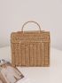 Cartoon Small House Hand-held Straw Bag, New Niche Design Hut Hand-held Woven Bag To Go Out To Store The Basket