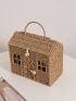 Cartoon Small House Hand-held Straw Bag, New Niche Design Hut Hand-held Woven Bag To Go Out To Store The Basket