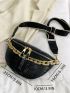 Crocodile Embossed Chain Decor Waist Bag