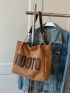 Letter Patch Decor Shoulder Tote Bag