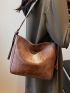 Litchi Embossed Vintage Design Hobo Bag