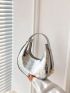 Metallic Crocodile Embossed Hobo Bag