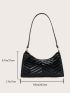 Chevron Embossed Zipper Baguette Bag