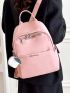 Letter Graphic Functional Backpack With Bag Charm