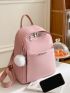 Letter Graphic Functional Backpack With Bag Charm