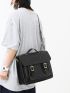 Buckle Decor Flap Backpack