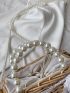 Twilly Scarf Decor Faux Pearl Beaded Box Bag