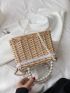 Twilly Scarf Decor Faux Pearl Beaded Box Bag