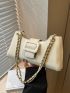 Buckle Decor Chain Baguette Bag