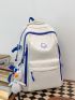 Letter Patch Decor Functional Backpack With Bag Charm