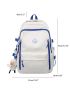 Letter Patch Decor Functional Backpack With Bag Charm