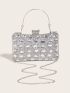 Mini Rhinestone Decor Chain Box Bag