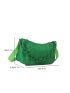 Neon Green Quilted Pattern Chain Decor Hobo Bag