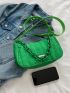 Neon Green Quilted Pattern Chain Decor Hobo Bag