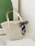 Twilly Scarf Decor Straw Bag