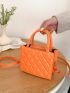 Mini Neon Orange Double Handle Square Bag