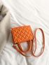 Mini Neon Orange Double Handle Square Bag