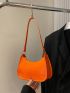 Mini Neon Orange Crocodile Embossed Hobo Bag