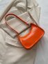 Mini Neon Orange Crocodile Embossed Hobo Bag