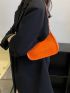 Mini Neon Orange Crocodile Embossed Hobo Bag