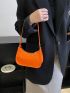 Mini Neon Orange Crocodile Embossed Hobo Bag