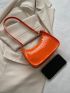 Mini Neon Orange Crocodile Embossed Hobo Bag