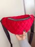 Neon Red Quilted Pattern Fanny Pack