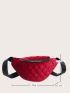 Neon Red Quilted Pattern Fanny Pack