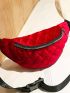 Neon Red Quilted Pattern Fanny Pack