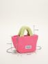 Letter Label Detail Chain Bucket Bag