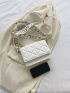 Mini Square Bag Fashionable White Quilted Flap PU For Office