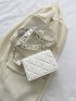 Mini Square Bag Fashionable White Quilted Flap PU For Office