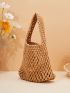Mini Crochet Bag Hollow Out Design Minimalist Black