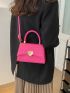 Neon Pink Geometric Embossed Heart Decor Square Bag