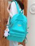 Letter Patch Decor Functional Backpack With Bag Charm