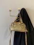 Mini Metallic Crocodile Embossed Bucket Bag