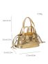 Mini Metallic Crocodile Embossed Drawstring Design Bucket Bag