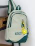 Letter Graphic Functional Backpack With Bag Charm