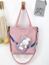 Gingham Cartoon Rabbit Decor Shopper Bag