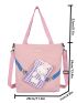 Gingham Cartoon Rabbit Decor Shopper Bag