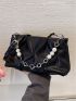 Faux Pearl Decor Ruched Bag