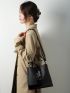 Crocodile Embossed Twist Lock Bucket Bag