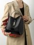 Crocodile Embossed Twist Lock Bucket Bag