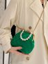 Mini Faux Pearl Decor Chain Satchel Bag