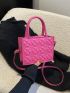 Mini Neon Pink Heart Embossed Square Bag